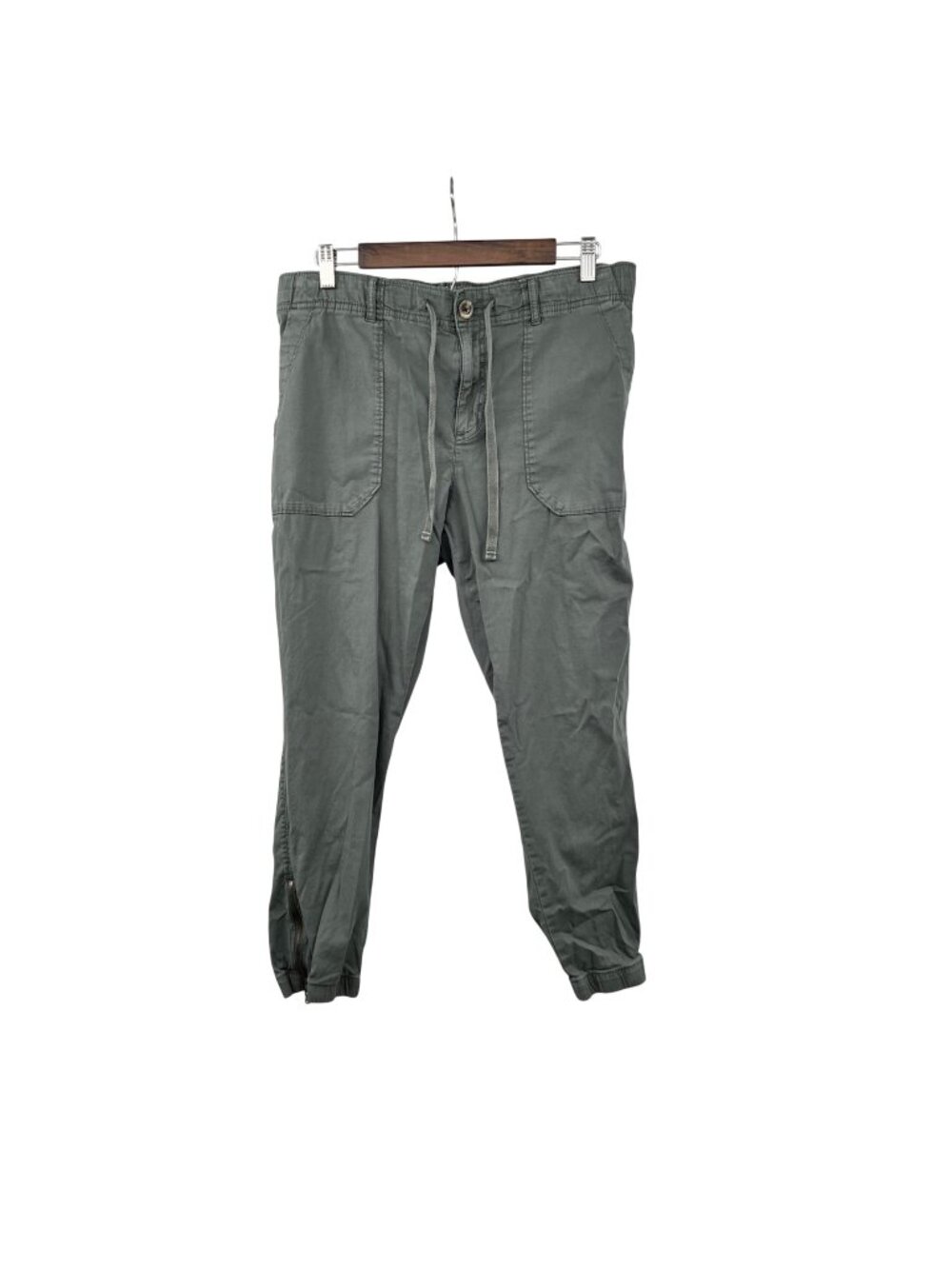 Sonoma Womens Jogger Pant Green Gray High Rise Size PL Pockets Zip Cuffs